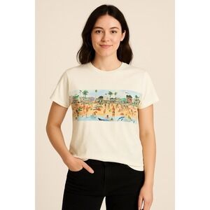 Orlebar Brown x Sanda Anderlon T shirt Beach Scene Graphic Coastal Vacation Surf